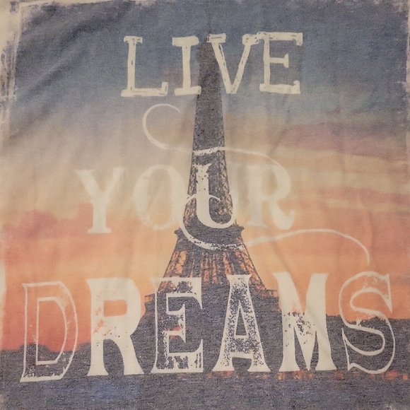 2/$10 Live Your Dreams Y2K Graphic Tee Shirt Top, Eiffle Tower Womens M - Picture 3 of 5